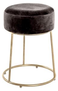 Loleta Tall Fabric Stool In Anthracite With Gold Metal Base