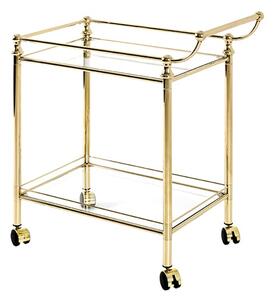 Merksem Clear Glass Shelves Serving Trolley In Brass