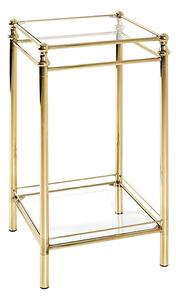 Inman Tall Square Clear Glass Side Table In Brass