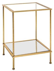 Inman Square Mirrored Glass Side Table In Gold With Undershelf