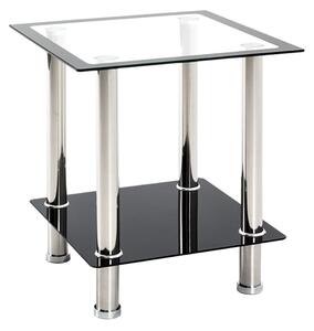 Orono Square Clear Glass Side Table With Black Undershelf