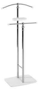 Ridgefield Metal Valet Stand In Chrome With White Wooden Base