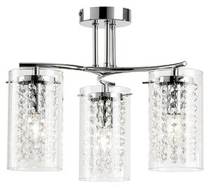 Alda 3 Lights Glass Semi Flush Ceiling Light In Polished Chrome