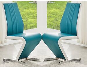 Gia Teal And White Faux Leather Dining Chairs In Pair