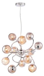 Aerith 12 Lights Smoked Glass Ceiling Pendant Light In Chrome