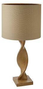 Abia Natural Linen Shade Table Lamp In Oak Effect