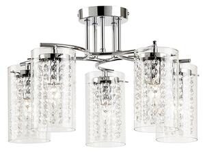 Alda 5 Lights Glass Semi Flush Ceiling Light In Polished Chrome