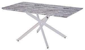 Deltino High Gloss Dining Table In Melange Marble Effect