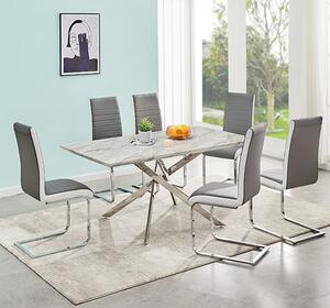 Deltino Magnesia Marble Effect Dining Table 6 Symphony Chairs