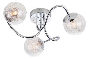 Auria 3 Lights Glass Semi Flush Ceiling Light In Chrome