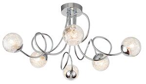 Auria 6 Lights Glass Semi Flush Ceiling Light In Chrome