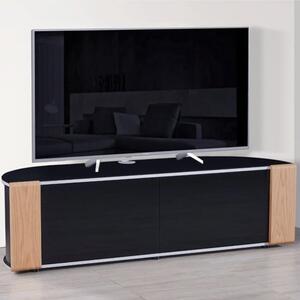 Sanja Large Corner High Gloss TV Stand In Oak And Walnut