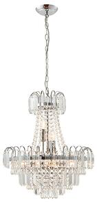 Amadis 6 Lights Glass Droplets Ceiling Pendant Light In Chrome