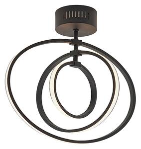 Avali LED 3 Lights Semi Flush Ceiling Light In Matt Black