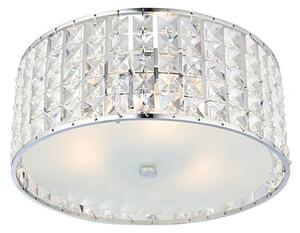 Belfont 3 Lights Faceted Crystals Flush Ceiling Light In Chrome