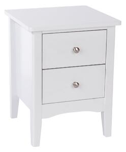 Kamuy Wooden Wide Bedside Cabinet With 2 Drawers In White