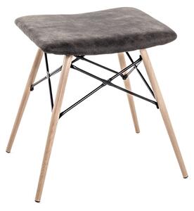 Riverhead Faux Leather Stool In Grey With Beech Legs