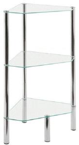 3 Tier Corner Display Unit In Clear Glass With Chrome Legs