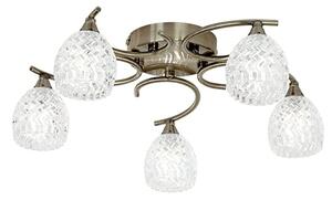 Boyer 5 Lights Glass Semi Flush Ceiling Light In Antique Brass