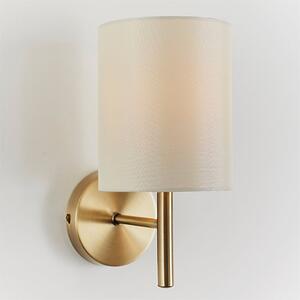 Brio Cream Fabric Wall Light In Antique Brass