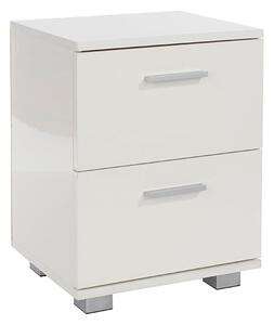 Lufkin High Gloss Bedside Cabinet With 2 Drawers In White