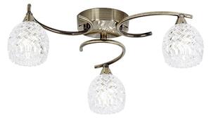 Boyer 3 Lights Glass Semi Flush Ceiling Light In Antique Brass