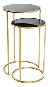 Stockton Round Glass Set Of 2 Side Tables In Black And Gold