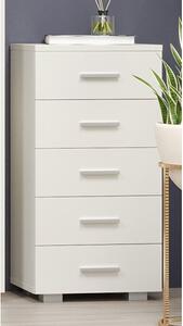 Lufkin High Gloss Chest Of 5 Drawers In White