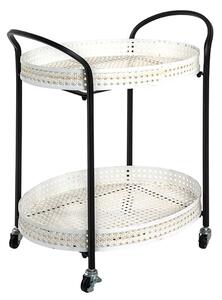 Marostica Metal Serving Trolley On Castors In Cream And Black