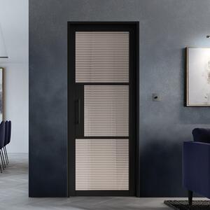 Tribeca Reeded Glazed 1981mm x 838mm Internal Door In Black