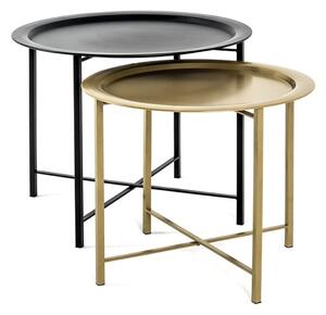 Lewiston Metal Set Of 2 Coffee Tables In Black And Gold