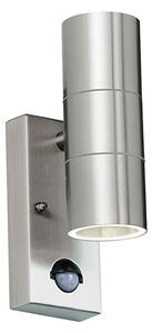 Canon 2 Lights Large Wall Light In Polished Stainless Steel