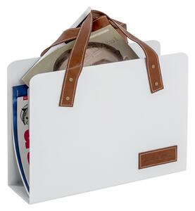 Lethbridge Metal Magazine Rack In White And Brown