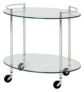 Eauclaire Oval Glass Shelves Serving Trolley In Chrome