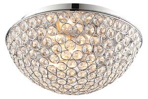 Chryla 3 Lights Faceted Crystals Flush Ceiling Light In Chrome