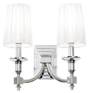 Domina 2 Lights White Fabric Wall Light In Nickel