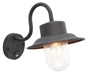 Chesham PIR Clear Glass Wall Light In Textured Black