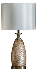 Dahlia Ivory Fabric Shade Table Lamp In Antique Brass