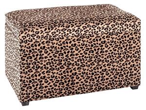 Eastroy Fabric Upholstered Storage Ottoman In Leopard Print