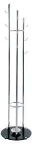 Wallingford Metal Coat Stand In Chrome With Black Glass Base