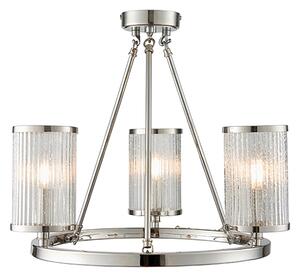 Easton 3 Lights Glass Semi Flush Ceiling Light In Bright Nickel
