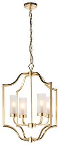 Edrea 4 Lights Glass Ceiling Pendant Light In Satin Brass