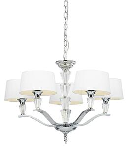 Fiennes 5 Lights White Fabric Ceiling Pendant Light In Chrome