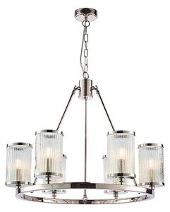 Easton 6 Lights Glass Ceiling Pendant Light In Bright Nickel