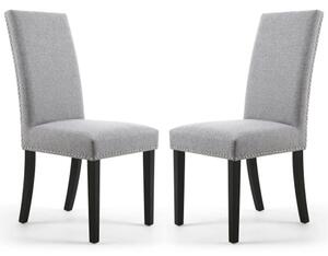 Rabat Silver Grey Fabric Dining Chairs With Black Legs In Pair