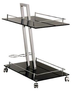 Bethesda Glass 2 Shelves Serving Trolley In Black