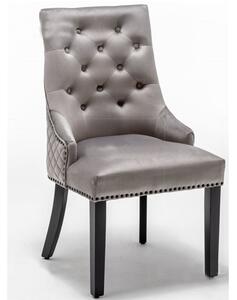 Carrboro Round Knocker Velvet Dining Chair In Light Grey