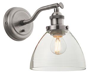 Hansen Clear Glass Shade Wall Light In Brushed Silver
