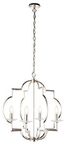 Garland 4 Lights Glass Ceiling Pendant Light In Polished Nickel