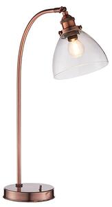 Hansen Clear Glass Shade Task Table Lamp In Aged Copper